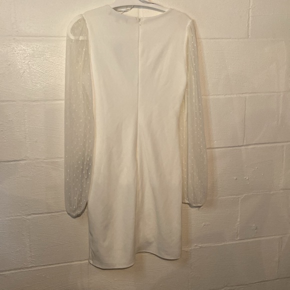 💜Love That Lasts Forever Ivory Balloon Sleeve Bodycon Mini Dress size M - Picture 6 of 10